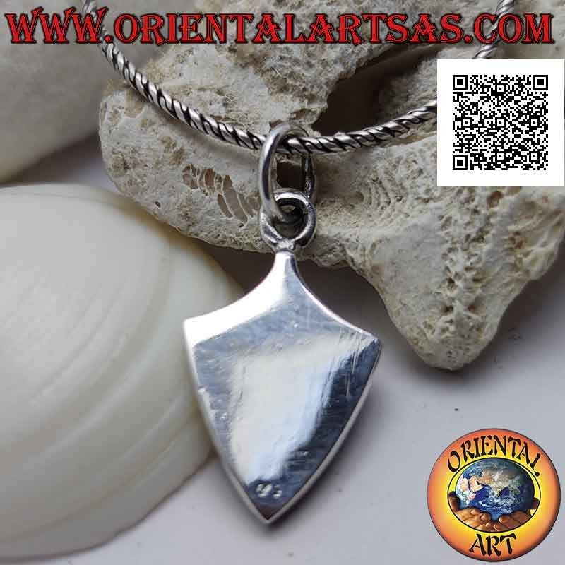 Pendentif en argent, bouclier rhomboïde avec lys en haut relief sur fond sombre