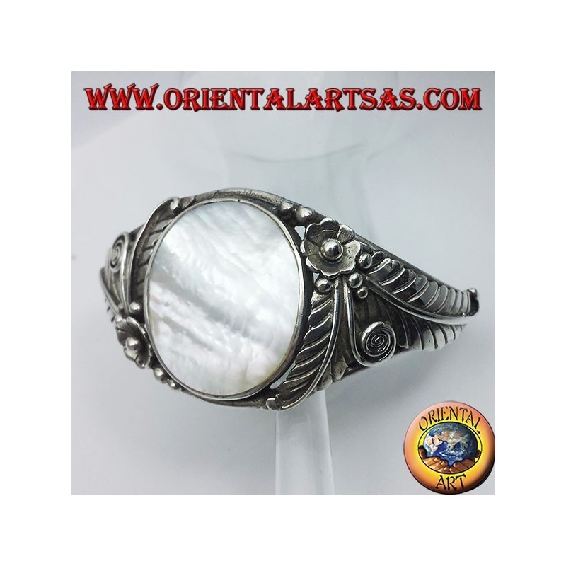 bracciale rigido in argento con Madre perla