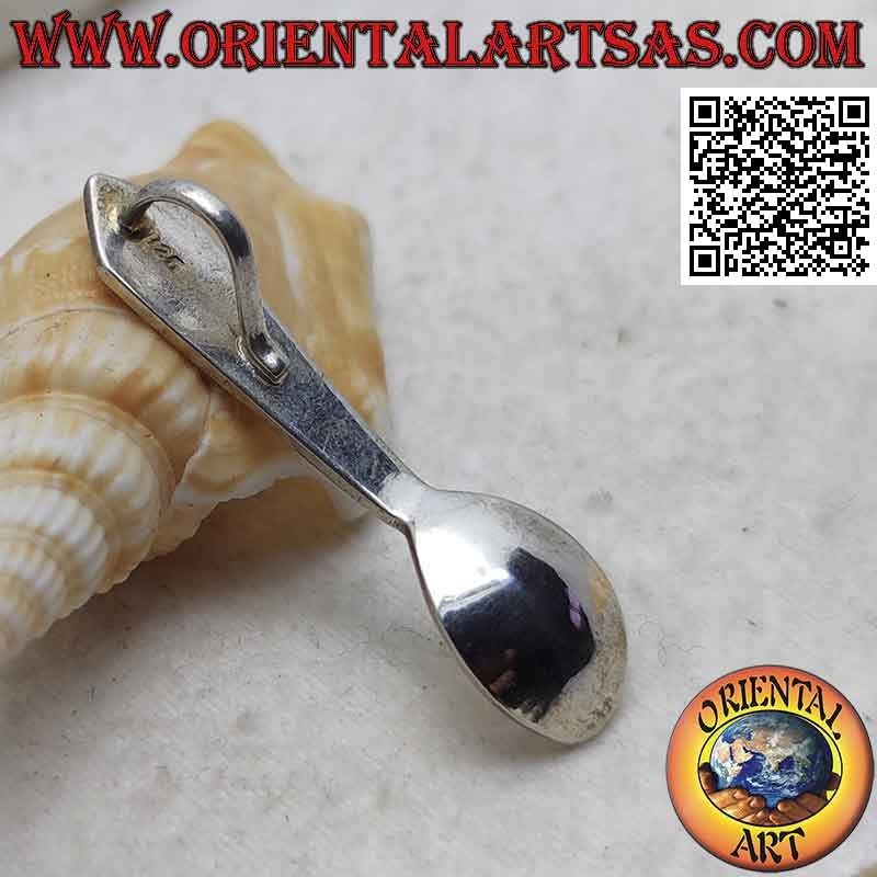 Colgante de plata en forma de cuchara con grabados geométricos (ovalado)