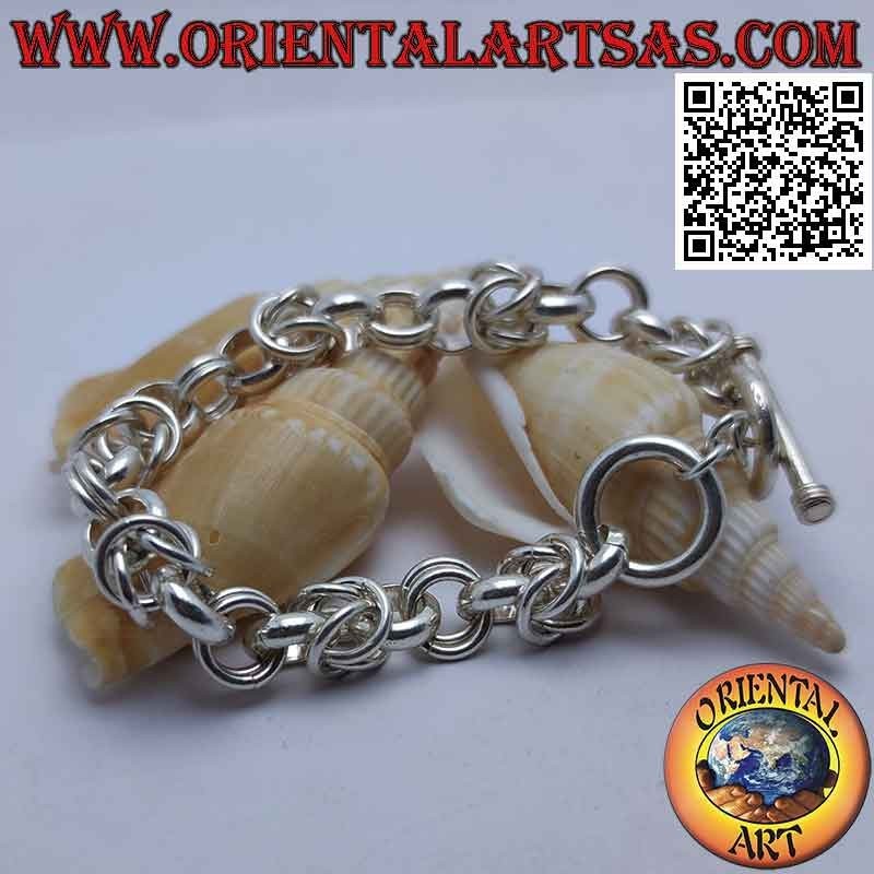 925 ‰ Silberkettenarmband mit 19 cm runden Ringen (einfach, doppelt und vierfach)