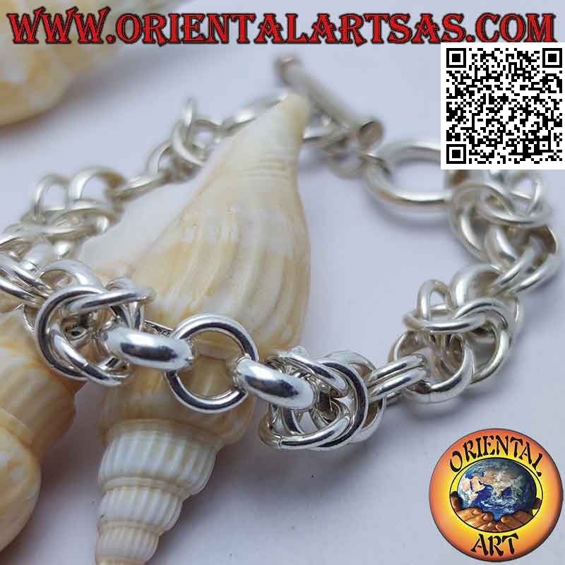 925 ‰ silver chain bracelet with 19 cm round rings (single, double and quadruple)