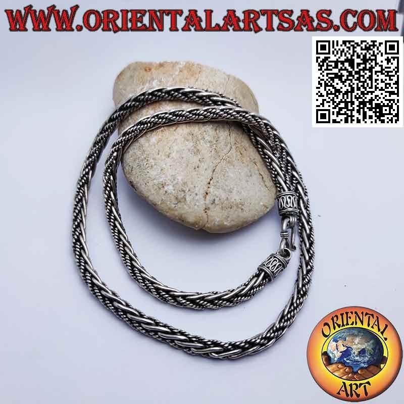 Mixed weave (smooth and rope) 925 ‰ silver necklace, 56 cm x 6 mm