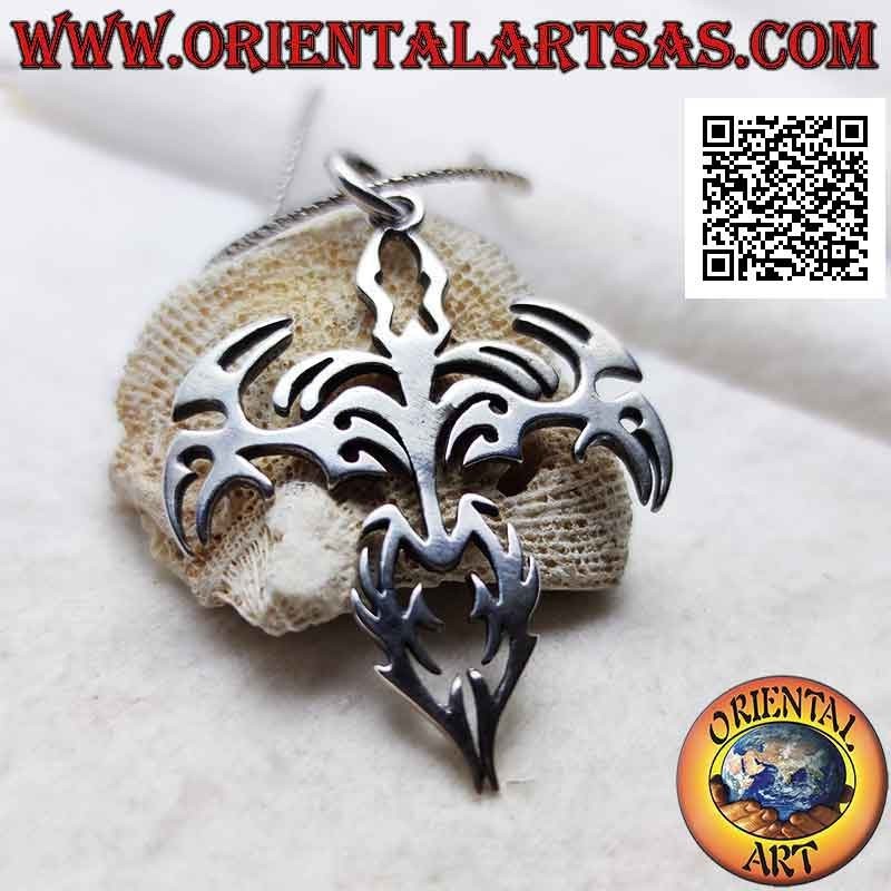 Maori style tribal cross silver pendant