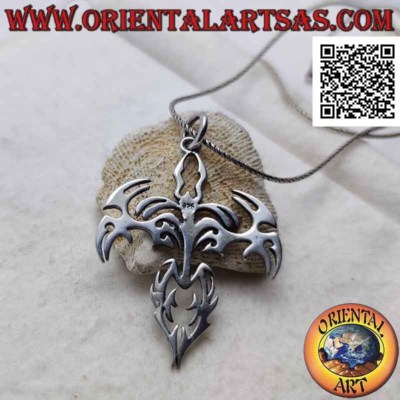 Ciondolo in argento croce tribale in stile Maori