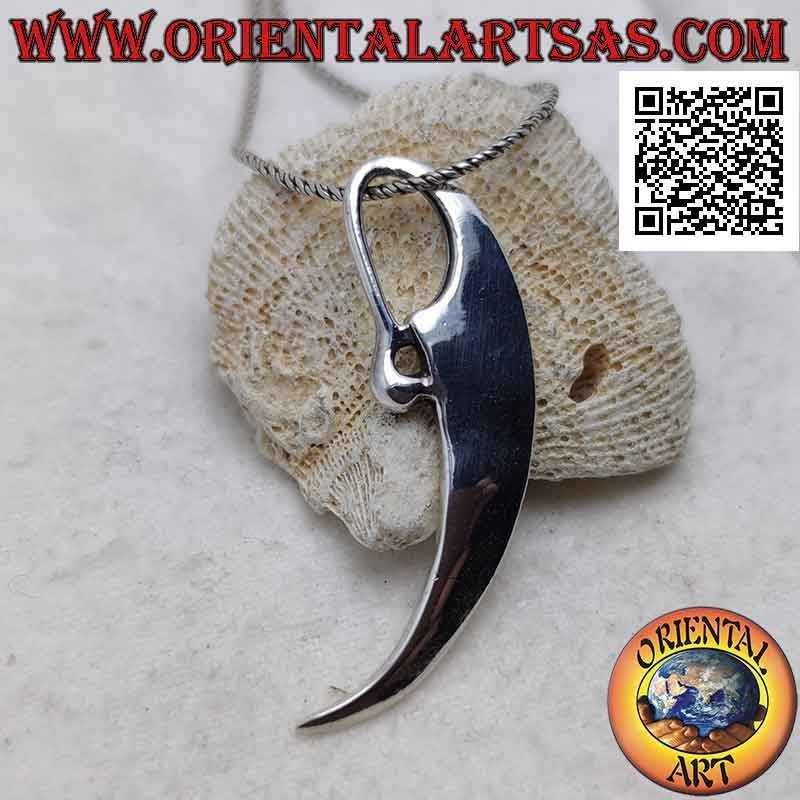 Pendentif en argent lisse en forme de griffe