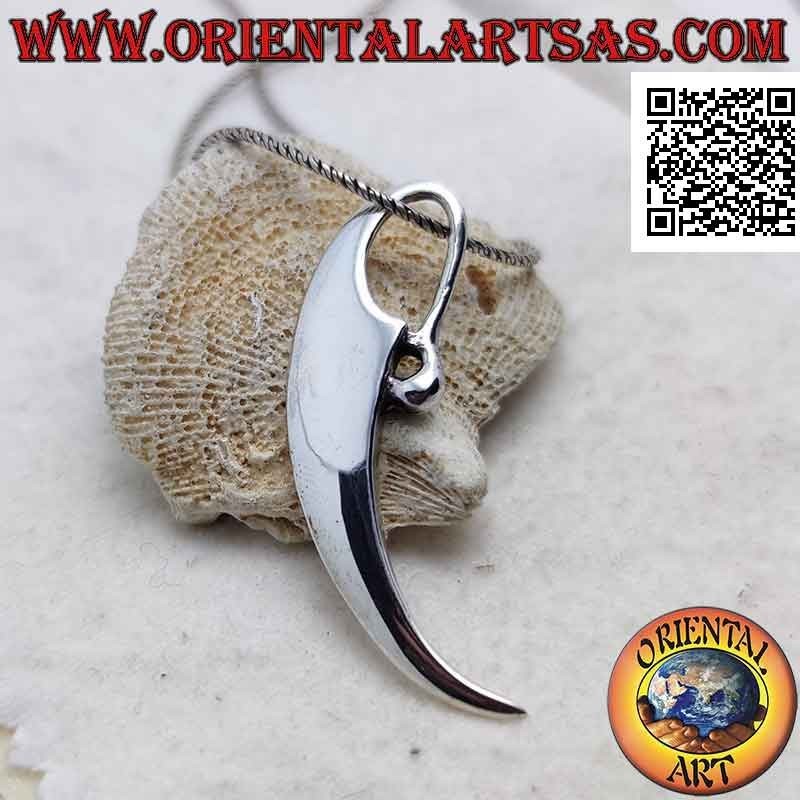 Pendentif en argent lisse en forme de griffe
