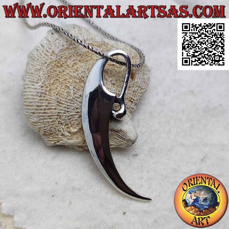 Pendentif en argent lisse en forme de griffe