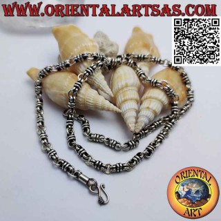 Collar de plata 925 ‰ nudos de eslabones de cadena de 56 cm x 9 mm