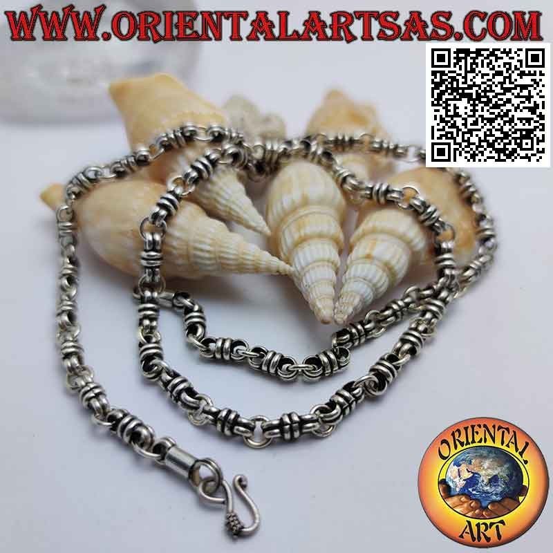 Collar de plata 925 ‰ nudos de eslabones de cadena de 56 cm x 9 mm