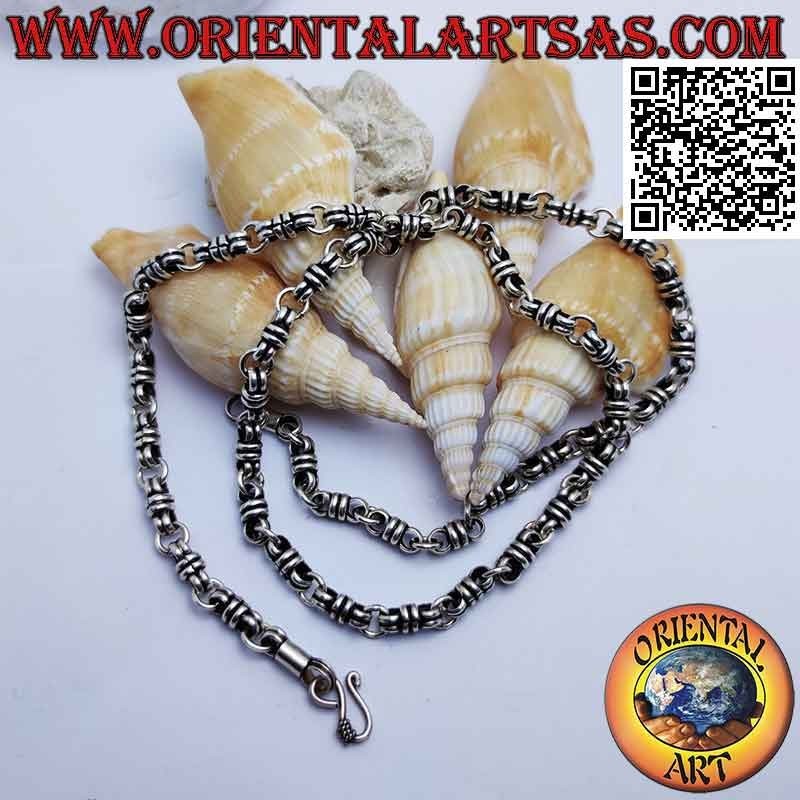 Collar de plata 925 ‰ nudos de eslabones de cadena de 56 cm x 9 mm