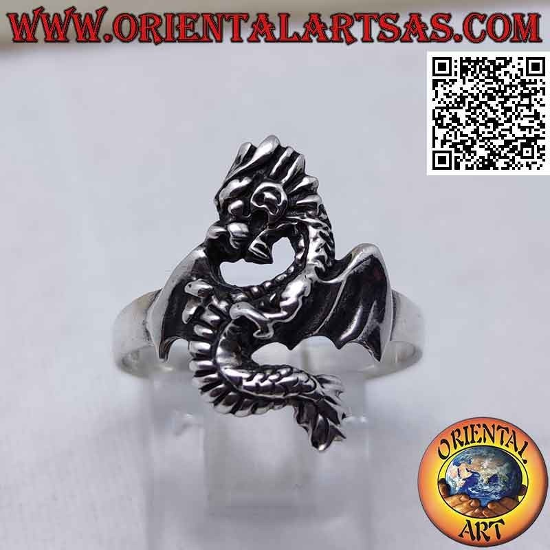 Silberring, Wyvern (Drache) im Profil geformt