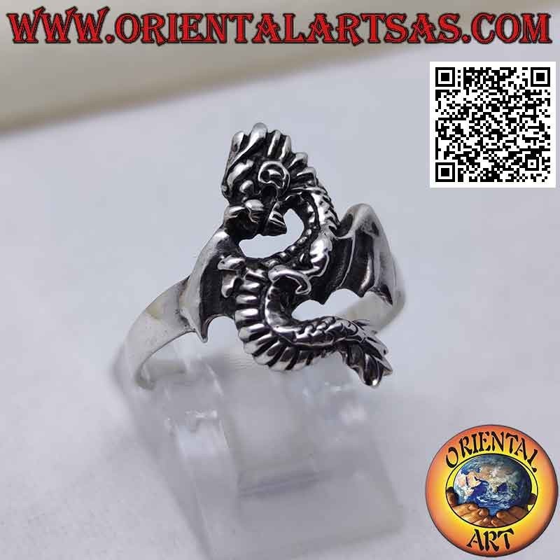 Silver ring, wyvern (dragon) shaped in profile