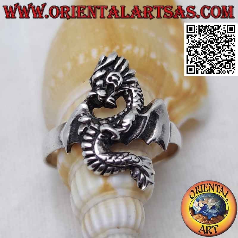 Silberring, Wyvern (Drache) im Profil geformt