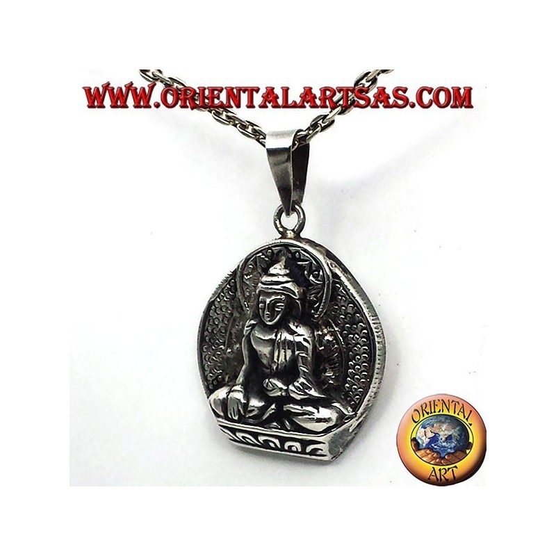 pendentif en argent, Bouddha sur une fleur de lotus