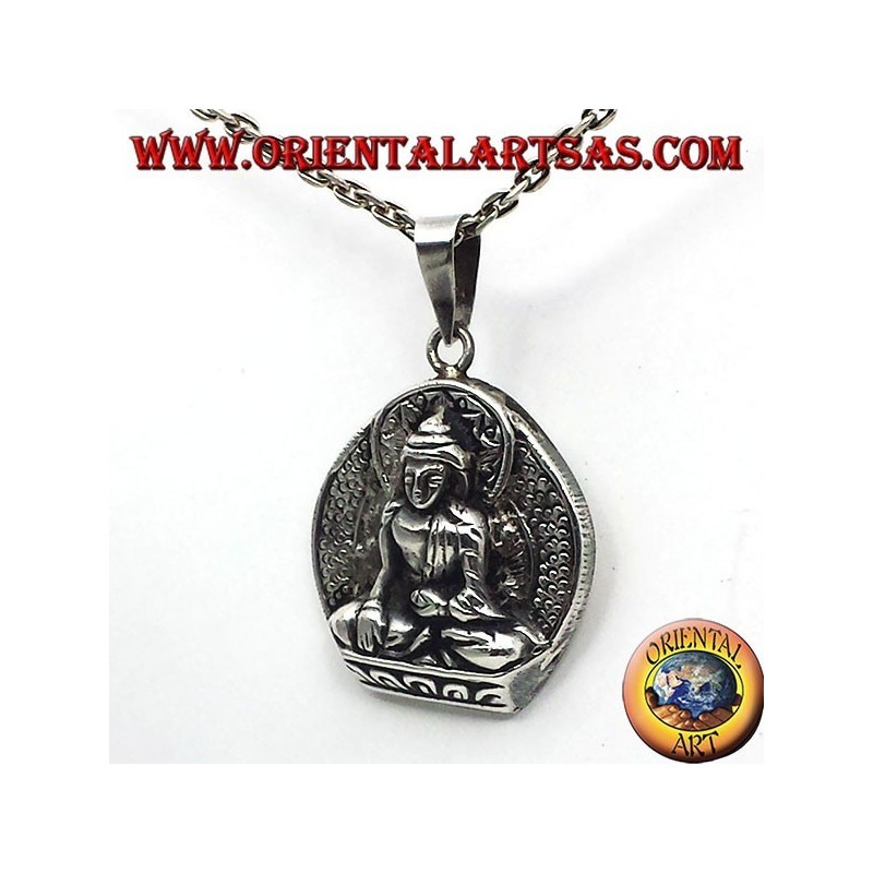 Silber Anhänger, Buddha auf Lotosblume