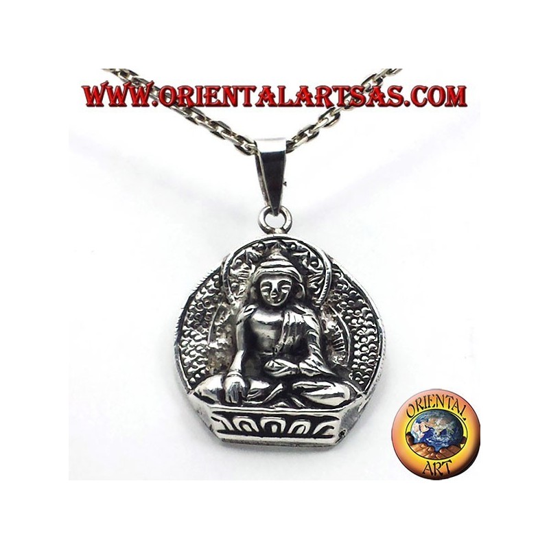 pendentif en argent, Bouddha sur une fleur de lotus