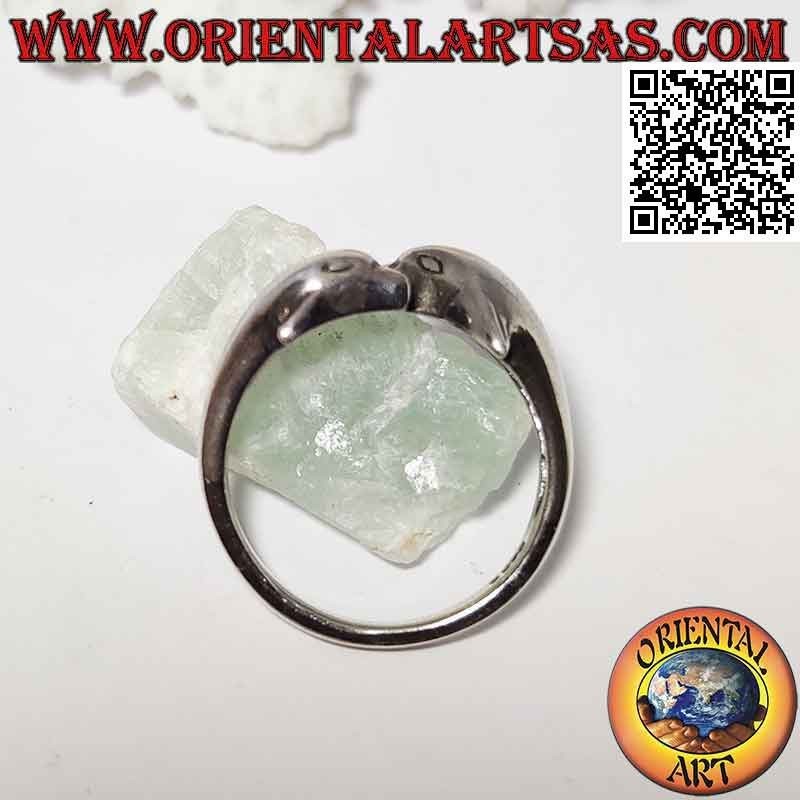 Anillo de plata, pareja de delfines envolventes opuestos (dispuestos en paralelo)