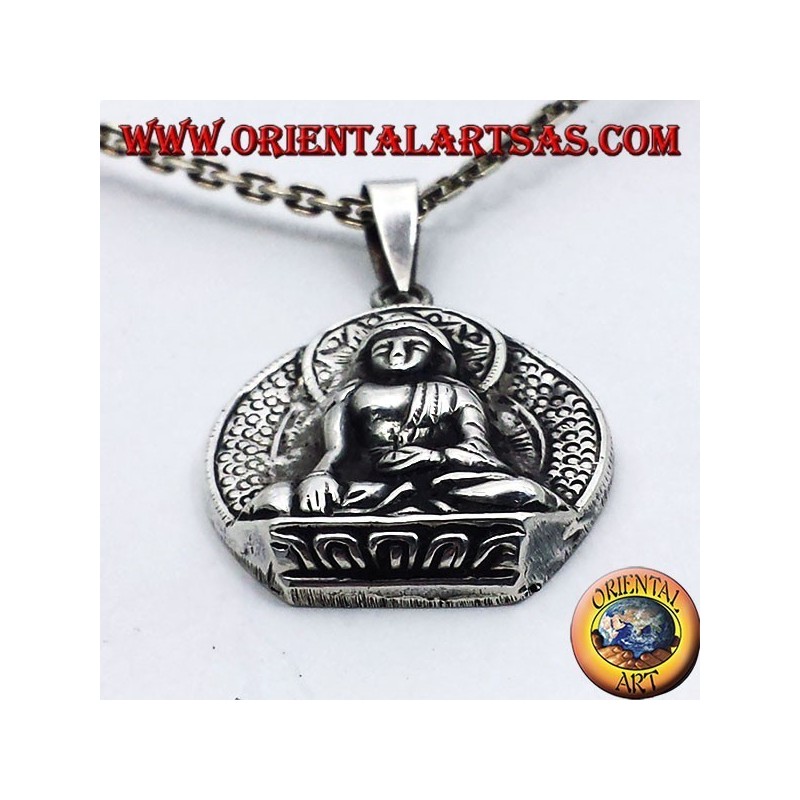 Silber Anhänger, Buddha auf Lotosblume