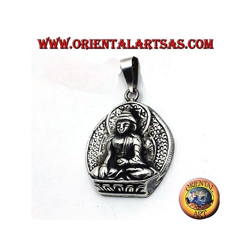 pendentif en argent, Bouddha sur une fleur de lotus