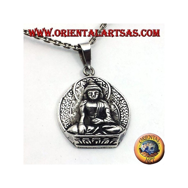 pendentif en argent, Bouddha sur une fleur de lotus