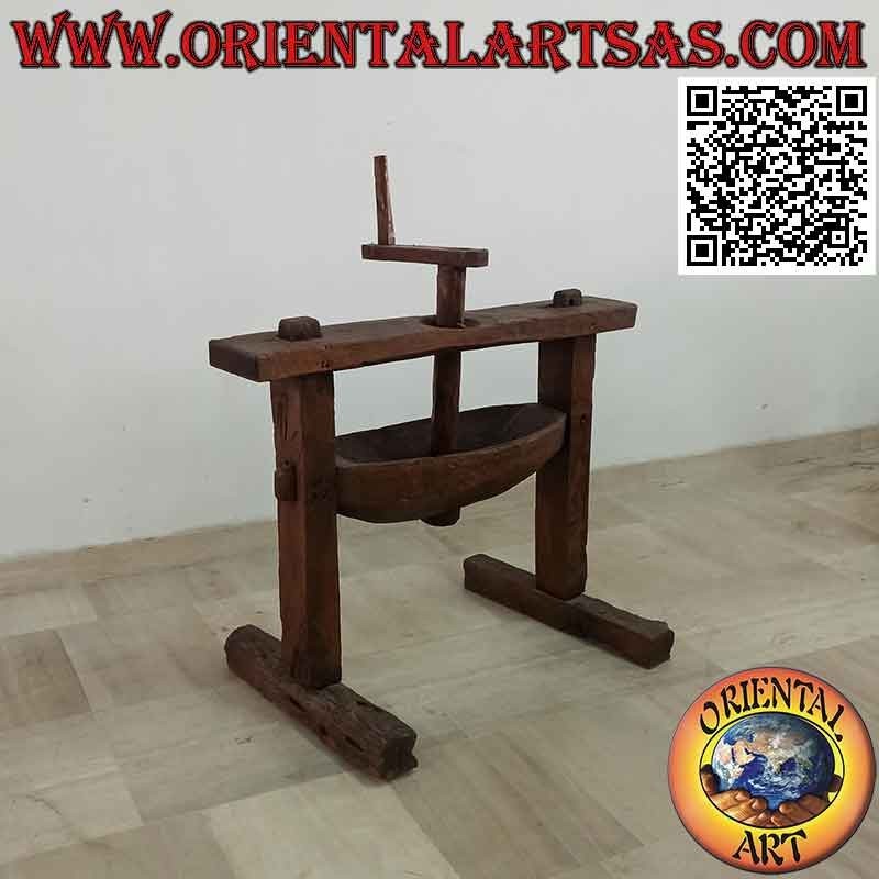 Antica macina indonesiana per granturco in legno massello antico