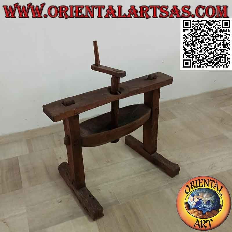 Ancient Indonesian millstone for maize in antique solid wood