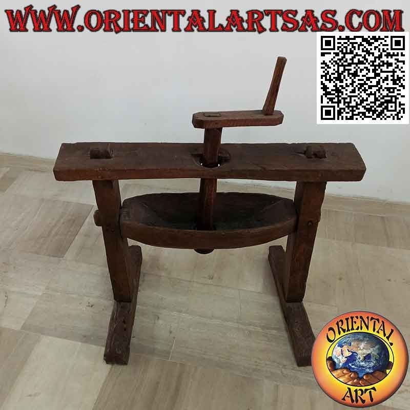 Ancient Indonesian millstone for maize in antique solid wood