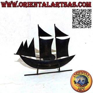 Wrought iron candle holder, the sailboat