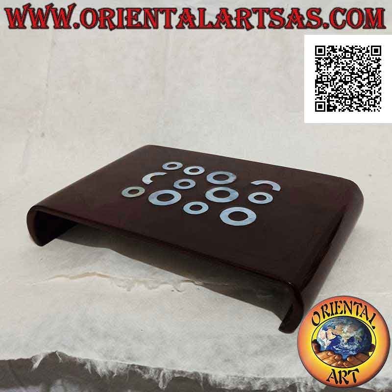 Erhöhtes Tablett aus glänzendem Burgunderharz und aufgetragenem Perlmutt 30 cm x 20 cm