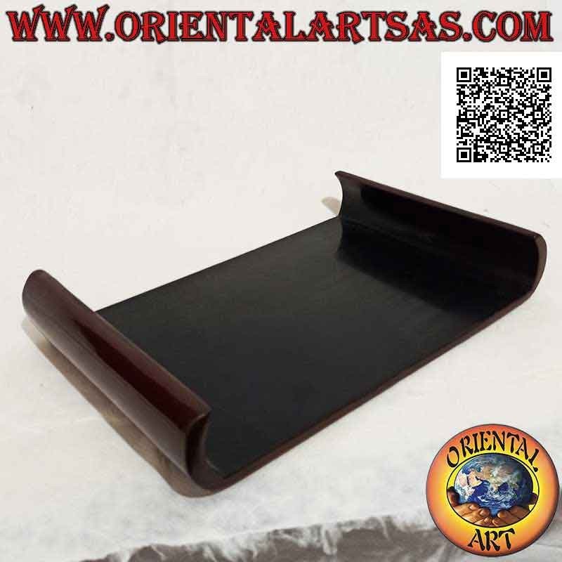 Raised tray in glossy burgundy resin and applied mother of pearl 30 cm x 20 cm