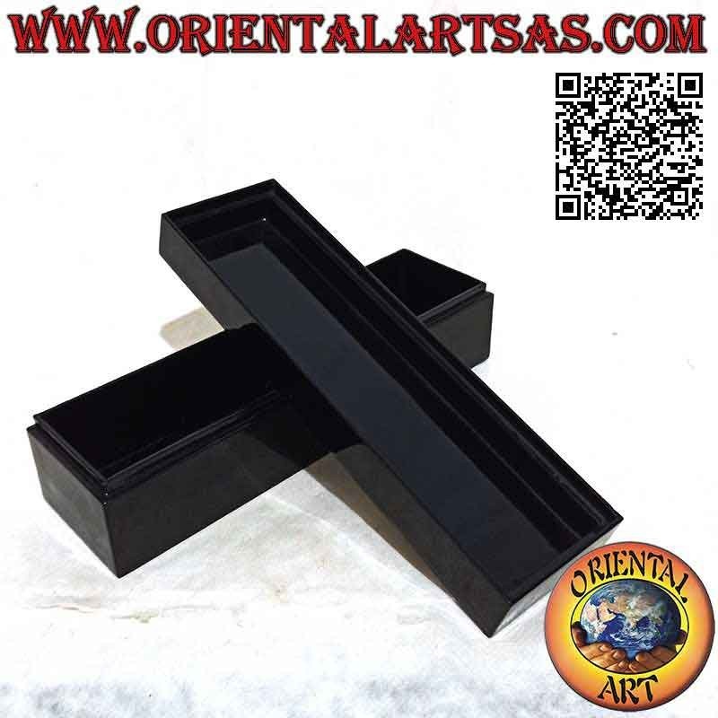 Elegant rectangular box in glossy black resin and applications