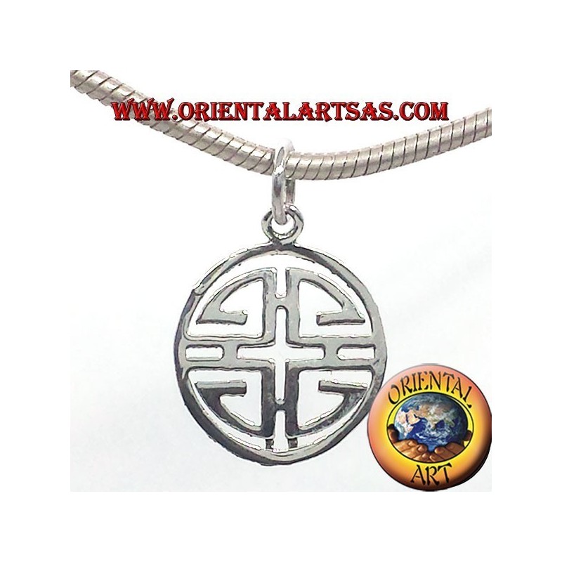 silver pendant, Shou