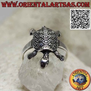 Bague en argent en forme de tortue avec coquillage gravé