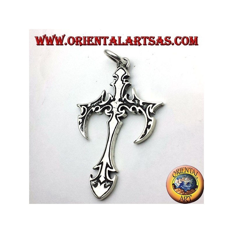 pendentif croix gothique en argent
