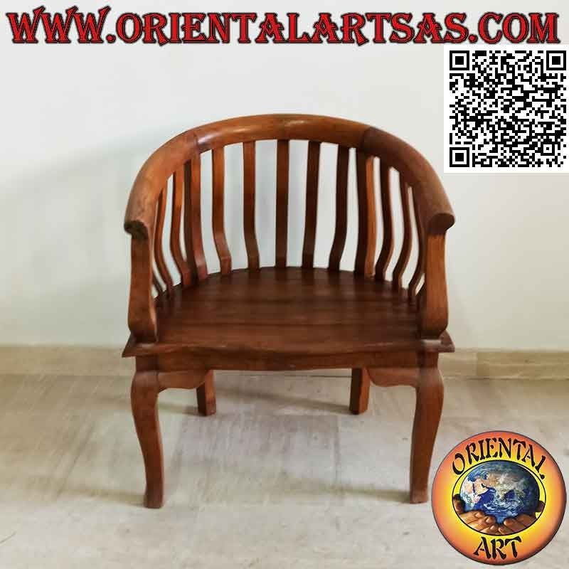 Fauteuil moderne "rond" avec assise pleine en bois de teck