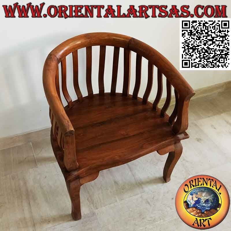 Poltrona moderna "round" con seduta intera in legno di teak