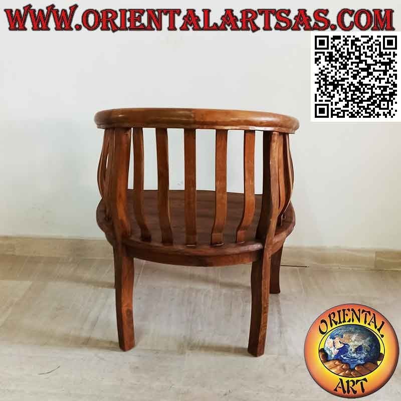 Fauteuil moderne "rond" avec assise pleine en bois de teck