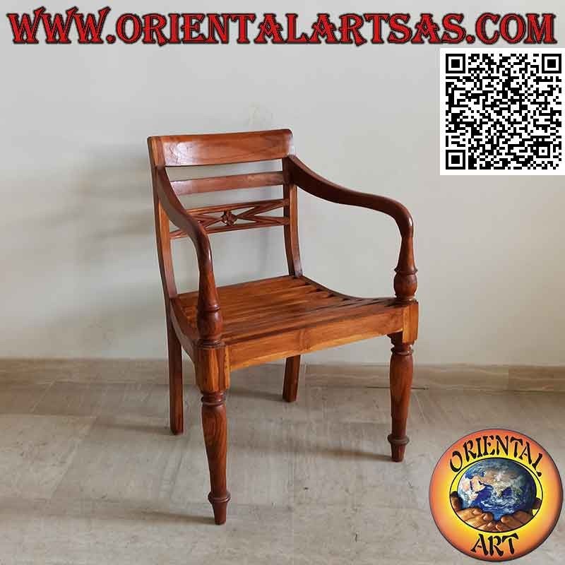 Raffles style armchair with teak wood band seat