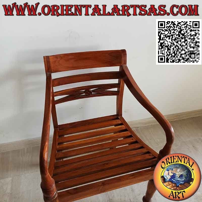 Sessel im Raffles-Stil mit Sitz aus Teakholz