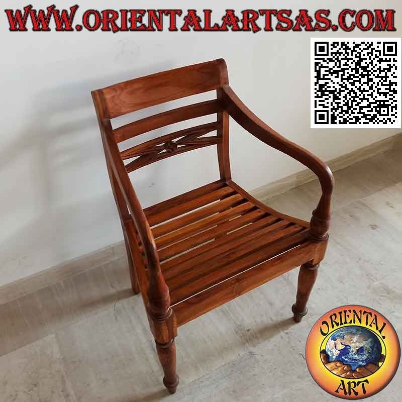 Sessel im Raffles-Stil mit Sitz aus Teakholz