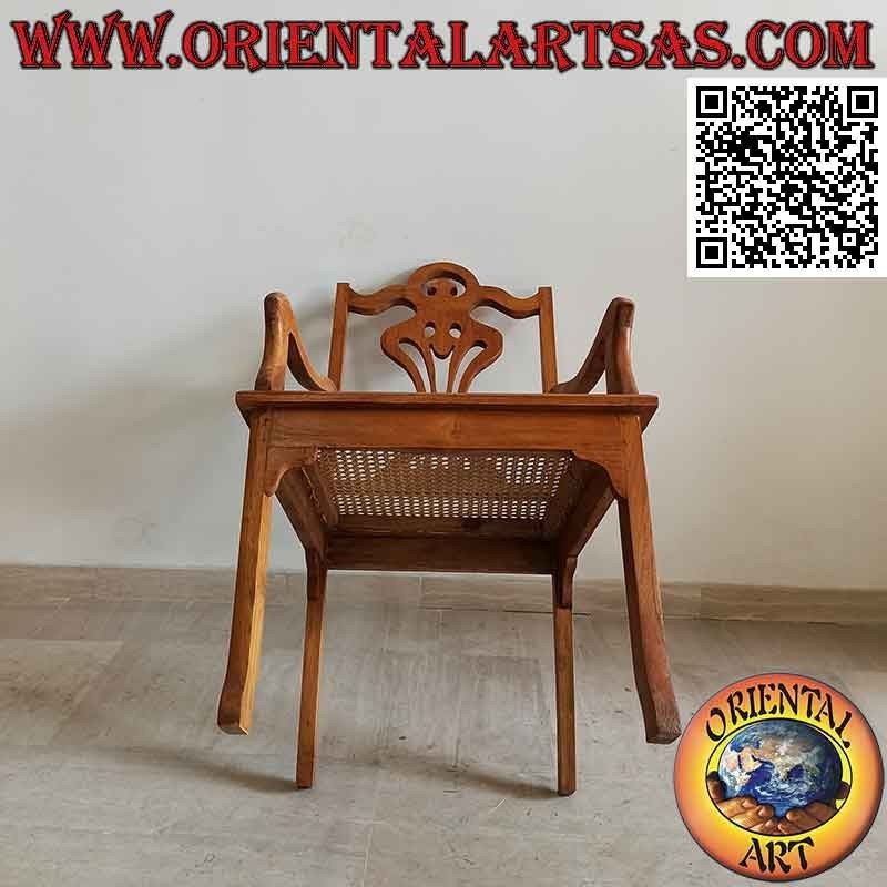 "Victorian" style armchair in teak wood and Vienna straw seat