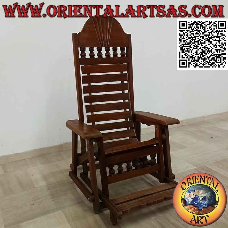 Poltrona reclinabile con poggiapiedi in legno massello di teak