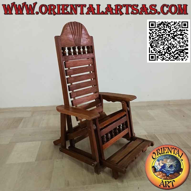 Sillón reclinable con reposapiés en madera maciza de teca