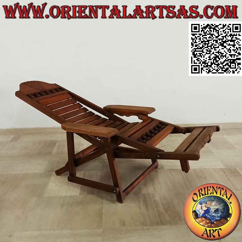 Poltrona reclinabile con poggiapiedi in legno massello di teak