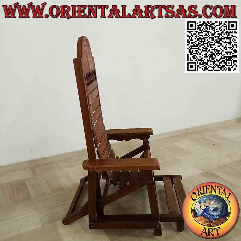 Poltrona reclinabile con poggiapiedi in legno massello di teak