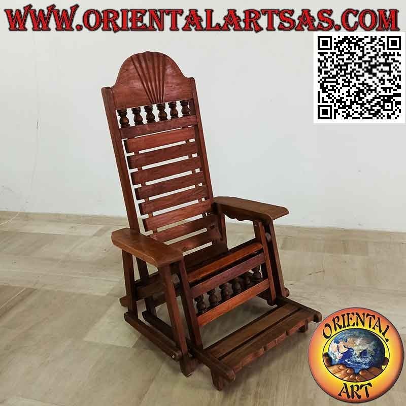 Fauteuil inclinable avec repose-pieds en bois de teck massif