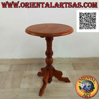 Tavolino tondo a tre piedi eleganti in stile imperiale in legno di teak da 50 Ø cm