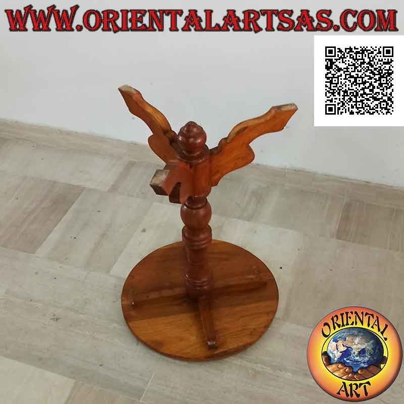 Elegante mesita redonda de tres patas de estilo imperial en madera de teca de 50 Ø cm