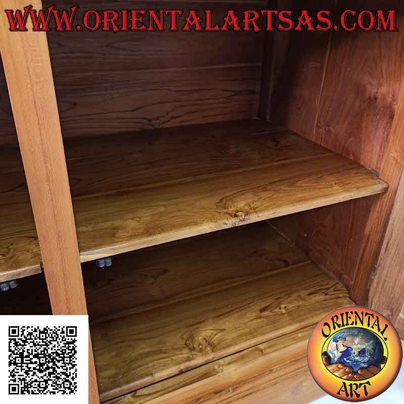 Buffet haut avec 2 portes vitrées et 2 portes fermées en bois de teck massif