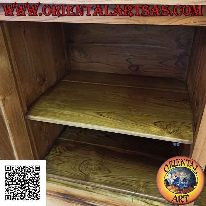 Buffet haut avec 2 portes vitrées et 2 portes fermées en bois de teck massif